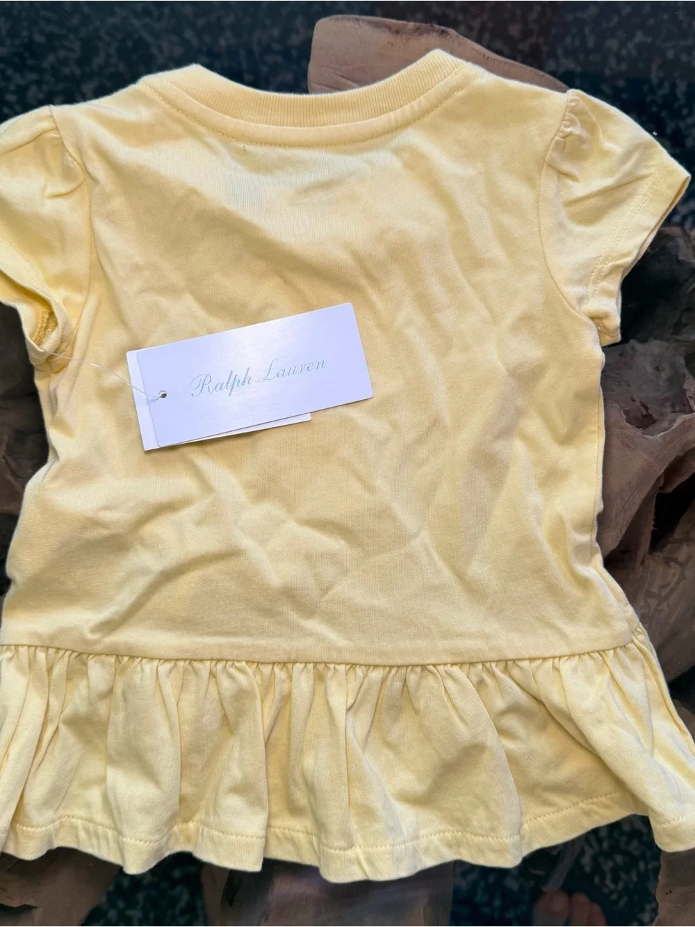 Ralph Lauren Yellow Tennis Bear Peplum Tee